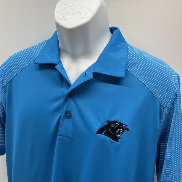 NFL Carolina Panthers Antigua Men's 3 Button Blue Polo Shirt S/S Medium - Picture 3 of 6